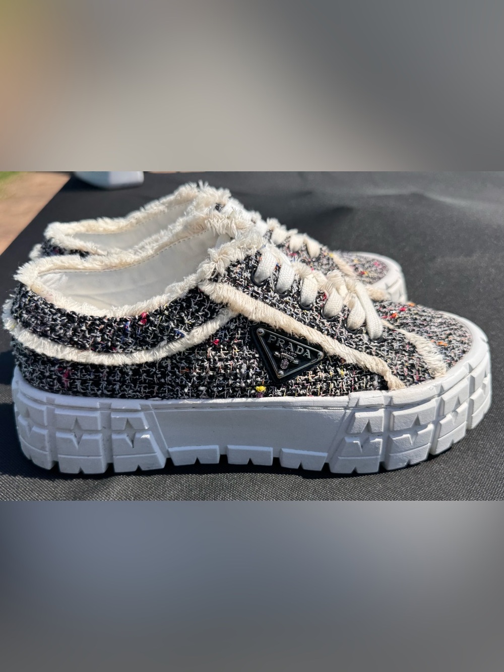 Tweed Platform Sneaker in Black logo women’s 40